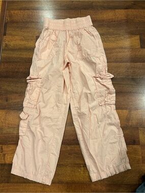 Aerie Easiest Cargo Pant Size Small Dusty Pink Wide Leg Pull On High Rise